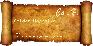 Csider Hajnalka névjegykártya